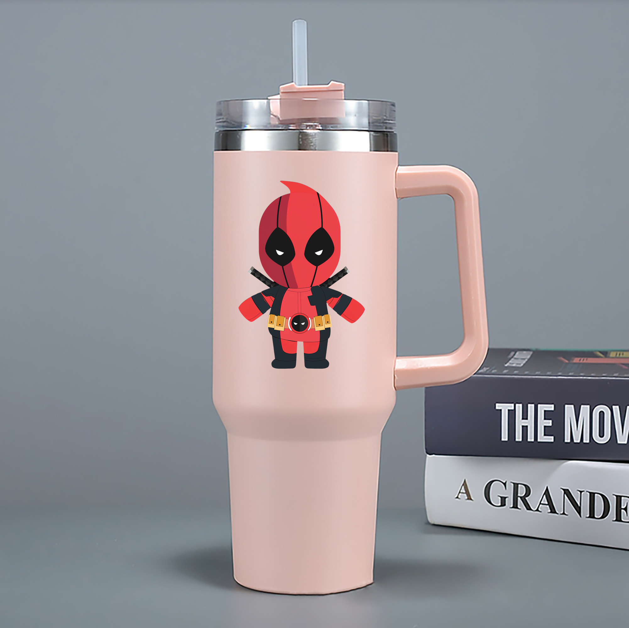 （画像用） Deadpool デッドプール 1200mL車用タンブラー - クリスタルステッカー（プラスチックストロー付き）
